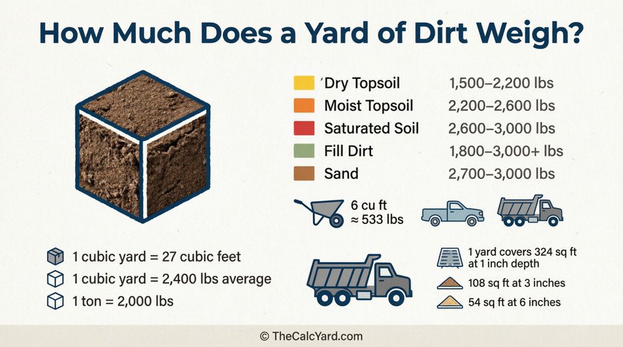 how much does a yard of dirt weigh