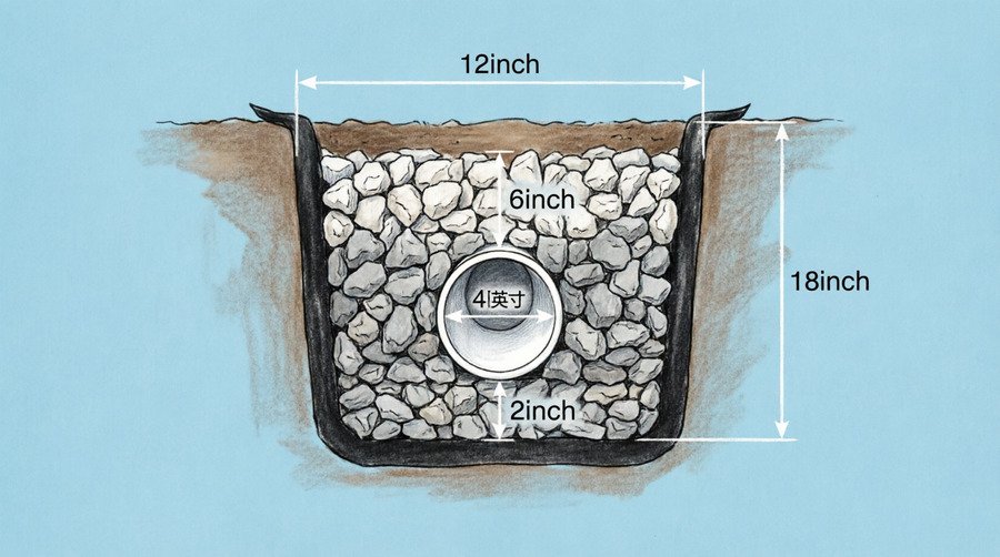 how much gravel for french drain