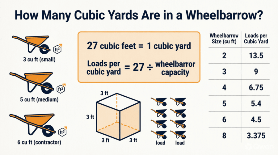 how many cubic yards in a wheelbarrow